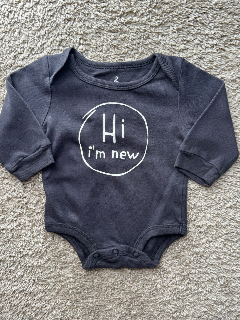 Lullaby Lane “Hi I’m New” Organic Cotton Long Sleeve Bodysuit 0-3 Months